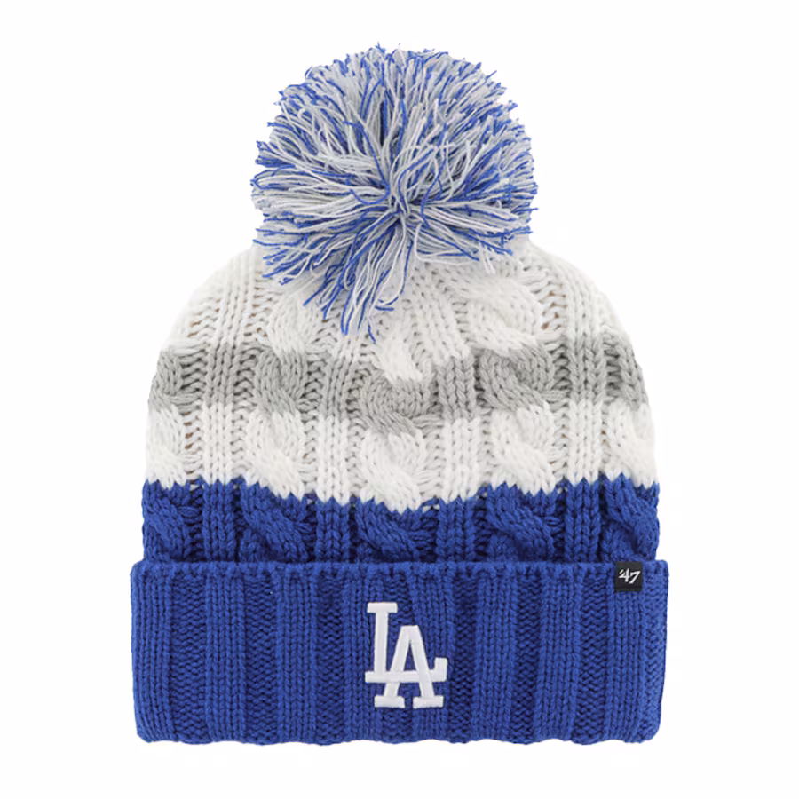 Women's Los Angeles Dodgers '47 White/Royal Ashfield Cuffed Knit Hat with Pom レディース ロサンゼルス・ドジャース ニット帽