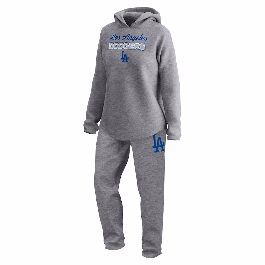 Women's Los Angeles Dodgers Fanatics Gray Legacy Pullover Sweatshirt & Sweatpants Set レディース ロサンゼルス・ドジャース フード付きスウェット上下セット