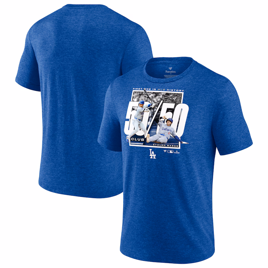 Men's Los Angeles Dodgers Shohei Ohtani Fanatics Heather Royal 50/50 Club T-Shirt メンズ ロサンゼルス・ドジャース 大谷翔平 50-50 クラブ T-シャツ