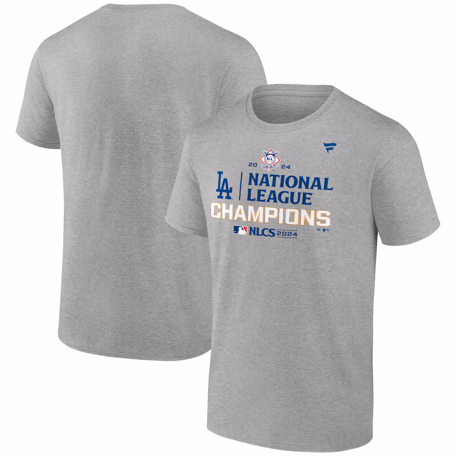 Men's Los Angeles Dodgers Fanatics Heather Gray 2024 National League Champions Locker Room T-Shirt メンズ ロサンゼルス・ドジャース 2024年 ナショナルリーグ・チャンピオン T-シャツ